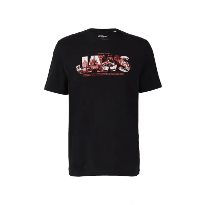 Afbeelding van s.Oliver MIT JAWS Tshirt print, Heren, Maat: XXL, Schwarz