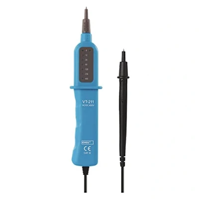 Afbeelding van EMOS M0003B spanningszoeker, CAT III, AC/DC volttester, analoge spanningstester, 6 V 400 met polariteitsindicatie, blauw