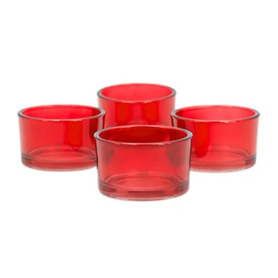 Afbeelding van Creativery Theelichtglazen klein 51x33 mm set 4 stuks theelichthouders glas kleurkeuze: rood 250
