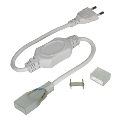 Afbeelding van Jandei Aansluitset voor brede LED strip 20x8mm 220V, maximaal vermogen 15A 3300W en 276 LED&#039;s/meter, IP65 buiten. Inclusief stekker, connectorpin eindkap