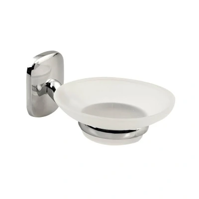 Afbeelding van Zeephouder Sapho Rumba Hangend Melkglas / Chroom