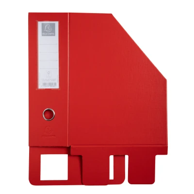 Afbeelding van Exacompta 90165E tijdschriftencassette (van stevig pvc met opgeplakte etikettenhouder en greepgat, rug 100 mm) 1 stuk, rood