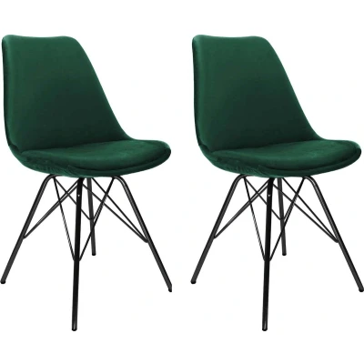 Afbeelding van Kick kuipstoel Velvet donkergroen zwart frame set van 2