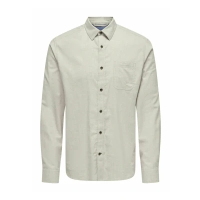 Afbeelding van Only &amp; Sons Normal Geschnitten Kragen Overhemd, Heren, Maat: Small, Silver lining