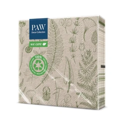 Afbeelding van PAW Serviettes Recyclées 3 Plis (33 x 33 cm) I Lot de 20 Parfait pour les Anniversaires, Fêtes, Mariages, la Communion, Célébrations en Papier Forrest Nature