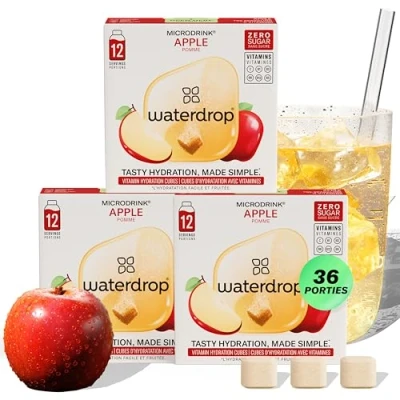 Afbeelding van waterdrop® Microdrink APPEL Multipack 36 hydratatieblokjes voor water met smaak Alternatief fruitsap zonder suiker Smaakt zoals appelsap Hydratatie vitaminen C &amp; B Calorievrij