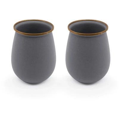 Afbeelding van Barebones Emaille Drinkbeker Slate Grey 2 pack Grijs Glazen &amp; Bekers
