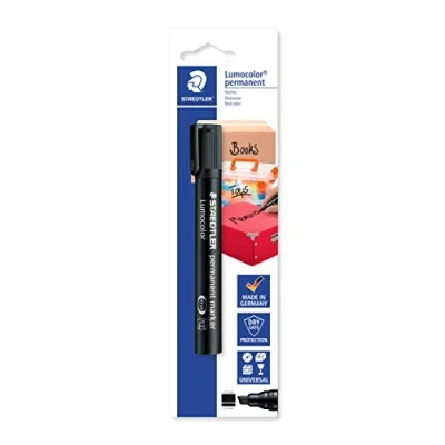 Afbeelding van STAEDTLER marker &quot;Organisation&quot; Lumocolor permanent 350, voor het beschrijven van verschillende opbergdozen en verhuisdozen, waterbestendig, lichtbestendig, zwart, wigvormige punt, 350 9 BK 1