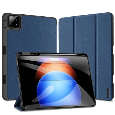 Afbeelding van Xiaomi Pad 6S Pro 12.4 Hoes: Dux Ducis Domo Bookcase Donkerblauw Kunstleder Tablet Hoezen