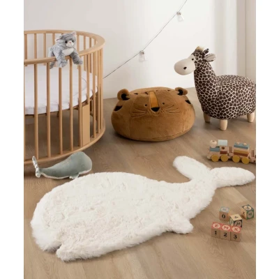 Afbeelding van Kindervloerkleed Walvis Fluffy Wit 70x120 Cm