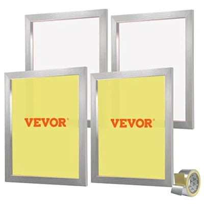 Afbeelding van VEVOR 4 stuks aluminiumlegering zeefdrukpers 50,8 x 61 cm, zeefdrukmachine accessoires 355 mesh, zuurbestendig en niet vervormbaar voor kussenslopen, stoffen, papier, kopieerpapier enz.
