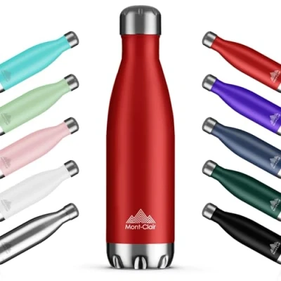 Afbeelding van Mont Clair H2O thermosfles, 750 ml, roestvrij staal, 12 uur warme drank en 24 koude drank, BPA vrij, waterfles, rood