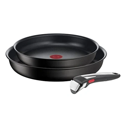 Afbeelding van Tefal Ingenio Unlimited On Pannenset, 2 delig, met afneembare handgreep, 22 en 26 cm, verwisselbare antiaanbakpannen, titanium coating, thermo signaal, zwart