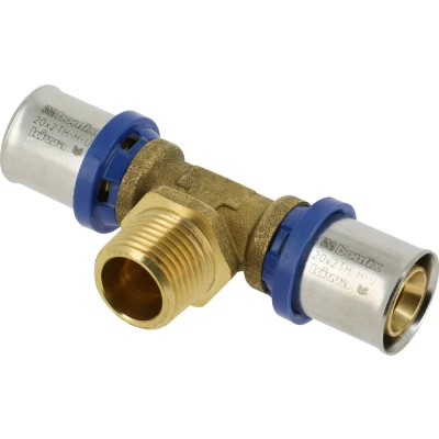 Afbeelding van BONFIX Alu pers messing perskoppeling T stuk 20 x 1/2 met