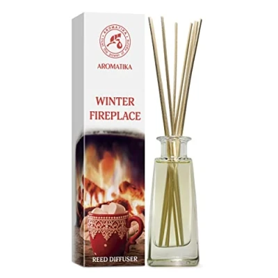 Afbeelding van Geurstokjes winter openhaard 100ml Intensieve Verse Langdurige en Frisse Geur Aromatherapie Diffuser Luchtverfrisser huisparfum geurolie geurverspreider met 8 bamboestokjes glazen fles charmante accessoires van Aromatika