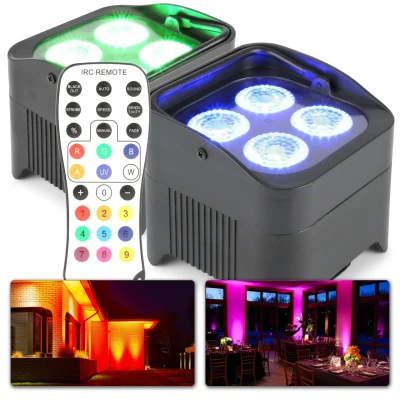 Afbeelding van BeamZ BBP94 Set van 2 Uplight PAR spot op accu met 4x 10W LED&#039;s