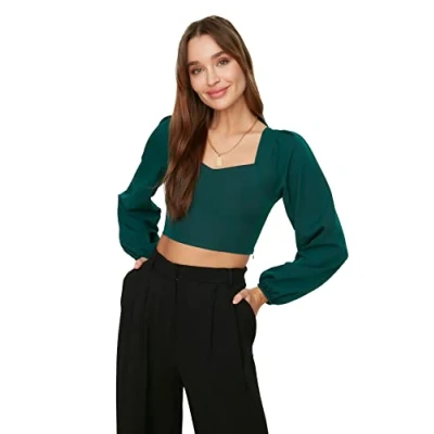 Afbeelding van Trendyol Kaki Cropped Geweven Blouse Twoss21Bz0236