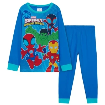 Afbeelding van Marvel Spiderman pyjama voor jongens, comfortabele ademende nachtkleding, cadeau kinderen, blauw/meerkleurig., 2 3 Jaar