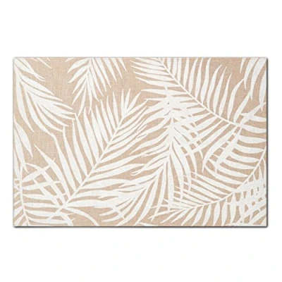 Afbeelding van Zeller Placemats palm print 1x 45 x 30 cm beige/wit linnen