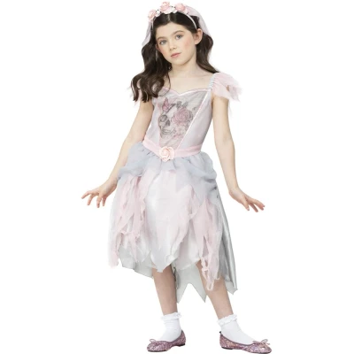 Afbeelding van Smiffy&#039;s Spook &amp; Skelet Kostuum Spookachtig Bruidje Casperina Kind Meisje Wit / Beige Small Halloween Verkleedkleding
