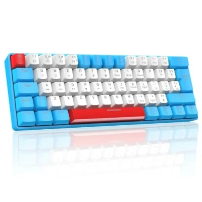 Afbeelding van Mini 60% Mechanisch Gaming Toetsenbord met Compact 62 Toetsen,19 RGB Chroma LED Backlit,Type C Cable, QWERTY UK Layout, Full key Anti Ghosting voor PC, Laptop,Mac Blauw/Rood Schakelaar