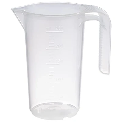Afbeelding van APS Maatbeker 0,25 liter, Ø 7 x H: 12 cm, kunststof beker met maatschaal in reliëf aan de buitenkant, open handvat, ml indeling, vaatwasmachinebestendig