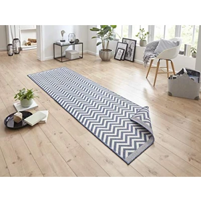 Afbeelding van Dubbelzijdige Loper Palma 80x350cm Blauw 123vloerkleed.nl is de online webshop voor vloerkleden en woonaccessoires.
