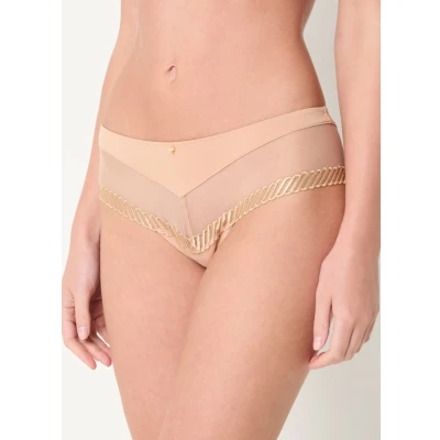 Afbeelding van Aubade dames Sheer Emotion shorty met mesh en borduring in de kleur Zand, maat: 42