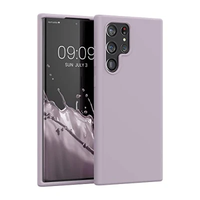 Afbeelding van kwmobile telefoonhoesje geschikt voor Samsung Galaxy S22 Ultra Hoesje met siliconen coating Smartphone case in lila wolk