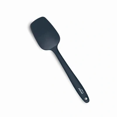 Afbeelding van Lacor 64463 Grijze kooklepel, siliconen lepel, keukengerei, ergonomische handgreep, anti aanbaklaag, bestand tegen hoge temperaturen, vaatwasmachinebestendig, lengte 27,5 cm