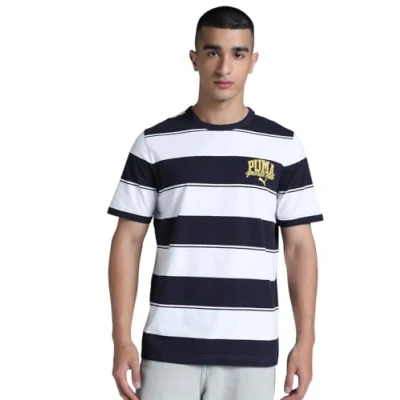 Afbeelding van PUMA CLASS Striped Tee Heren tshirt new navy Maat L