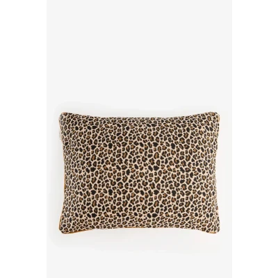 Afbeelding van Bruin Jacquard Kussen Met Leopard Print