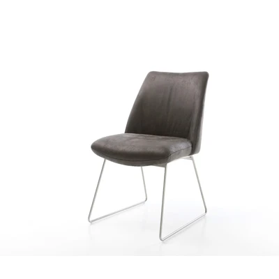 Afbeelding van Gestoffeerde stoel Elso Flex slipframe roestvrij staal antraciet vintage pocketveer kern