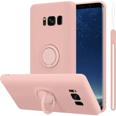 Afbeelding van Cadorabo Hoesje geschikt voor Samsung Galaxy S8 in LIQUID ROZE Beschermhoes van TPU silicone Case Cover met ring