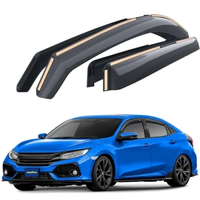 Afbeelding van GOODYEAR Winddeflector voor/compatibel met Honda Civic 2016 2021 Hatchback, regengeleiders voor deuren, windgeleiders auto&#039;s, in channel, 4 stuks, rook gekleurd