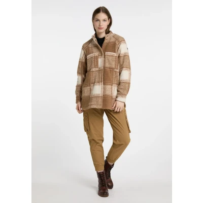 Afbeelding van Dreimaster Vintage Dames Overgangsjack Gemaakt Van Een Wolmix SCHMUDDELWEDDA XL / Geruit Beige Bruin 100% Polyester