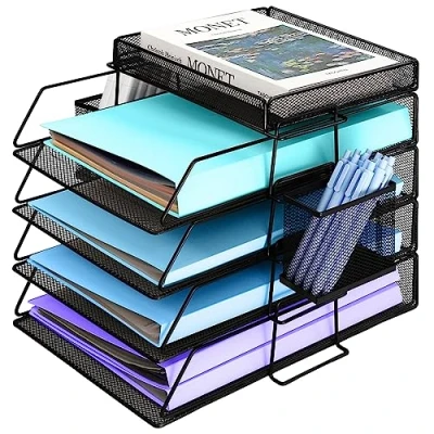 Afbeelding van Brievenbak, archieflade voor bureau, papierlade bureau organizer lade, papieren archieflade, map opgeruimde A4, documenthouder thuiskantoor, school