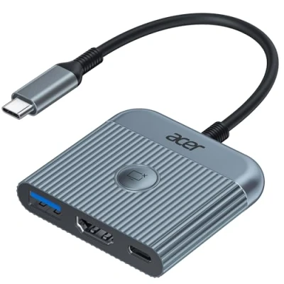 Afbeelding van Acer USB C naar HDMI adapter, 4K @60Hz adapter met 100W PD, A 3.0 aansluiting, digitale AV multiport voor MacBook Pro/Air