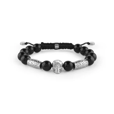 Afbeelding van Philipp plein Herenarmband van textiel, roestvrij staal, zilver Elite PJNEA03BU