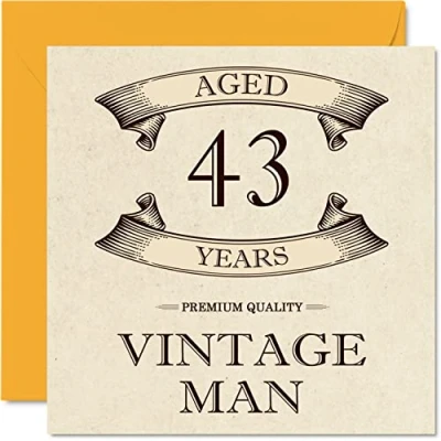Afbeelding van Vintage 43e verjaardagskaarten voor mannen leeftijd 43 jaar leuke verjaardagskaart collega vader echtgenoot vriend oom broer vriend, 145 mm x wenskaarten,