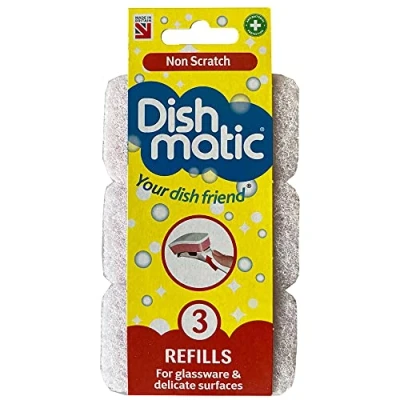 Afbeelding van 9 x Mixed Dishmatic Sponge Scourer Vervanging Refill Head (3 Non Scratch, 3 Heavy Duty, Extra Duty)