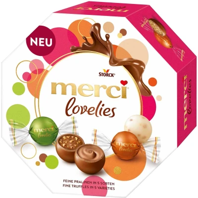 Afbeelding van merci Lovelies Classic 1 x 185 g bonbonmix met gevulde chocoladespecialiteiten
