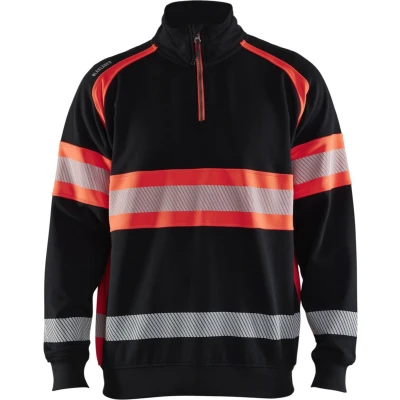 Afbeelding van Blaklader 3553 1158 High Vis Sweater Zwart/High Rood XL