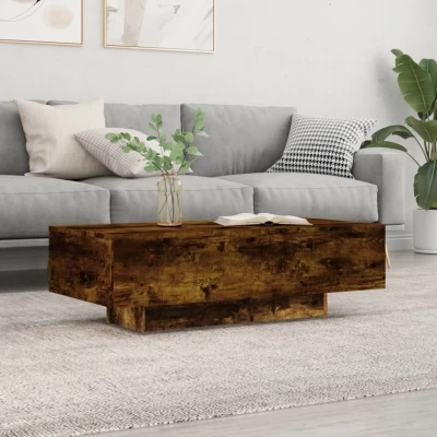 Afbeelding van Salontafel 100x49,5x31 cm bewerkt hout gerookt eikenkleurig