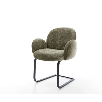 Afbeelding van DELIFE sledemodel Nube Flex met armleuning chenille olijfgroen vlak zwart pocketveer kern