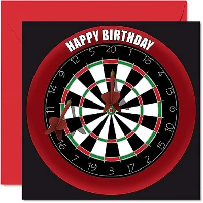 Afbeelding van Leuke 34e verjaardagskaarten voor mannen vrouw dartbord gelukkige verjaardagskaart papa mama zoon dochter broer zus oom tante neef, 145 mm x sport darts verjaardag wenskaarten