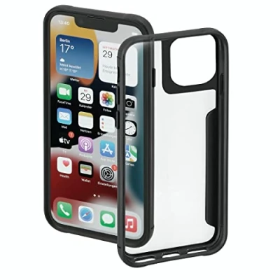 Afbeelding van Hama Metallic Frame Cover Hoesje geschikt voor Apple iPhone 14 Hard Schokabsorberend Perfecte Pasvorm Zwart