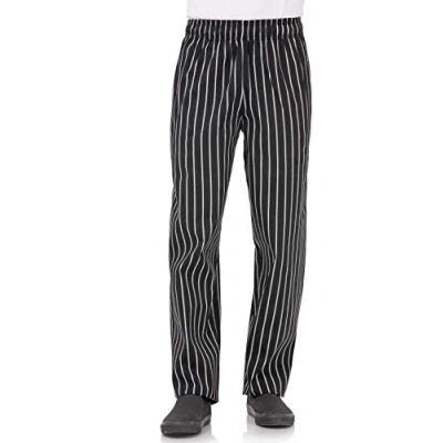 Afbeelding van Chef Works Designer baggy koksbroek zwart wit gestreept S
