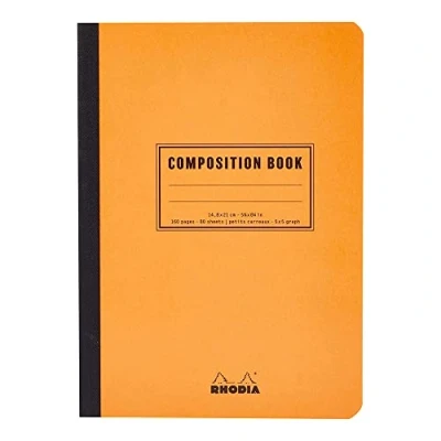 Afbeelding van RHODIA 119208C Notitieboek, zacht, achterkant van canvas, compositie, Book Oranje, A5, 14,8 x 21 cm, kleine ruitjes, 160 pagina&#039;s, wit papier, 80 g/m, Classic