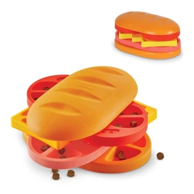 Afbeelding van BrightKins Spinning Pupstrami traktatie puzzel, interactief speelgoed voor honden, antislip traktatiedispenser, hondenspeelgoed mentale stimulatie en langzame voeding, 1 stuk